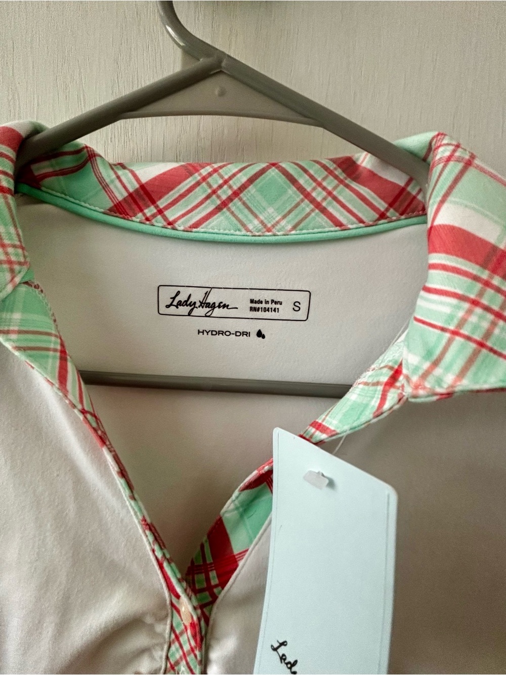 Lady Hagen White Polo and Skort with Pink & Green Plaid Trim - Picture 2 of 7